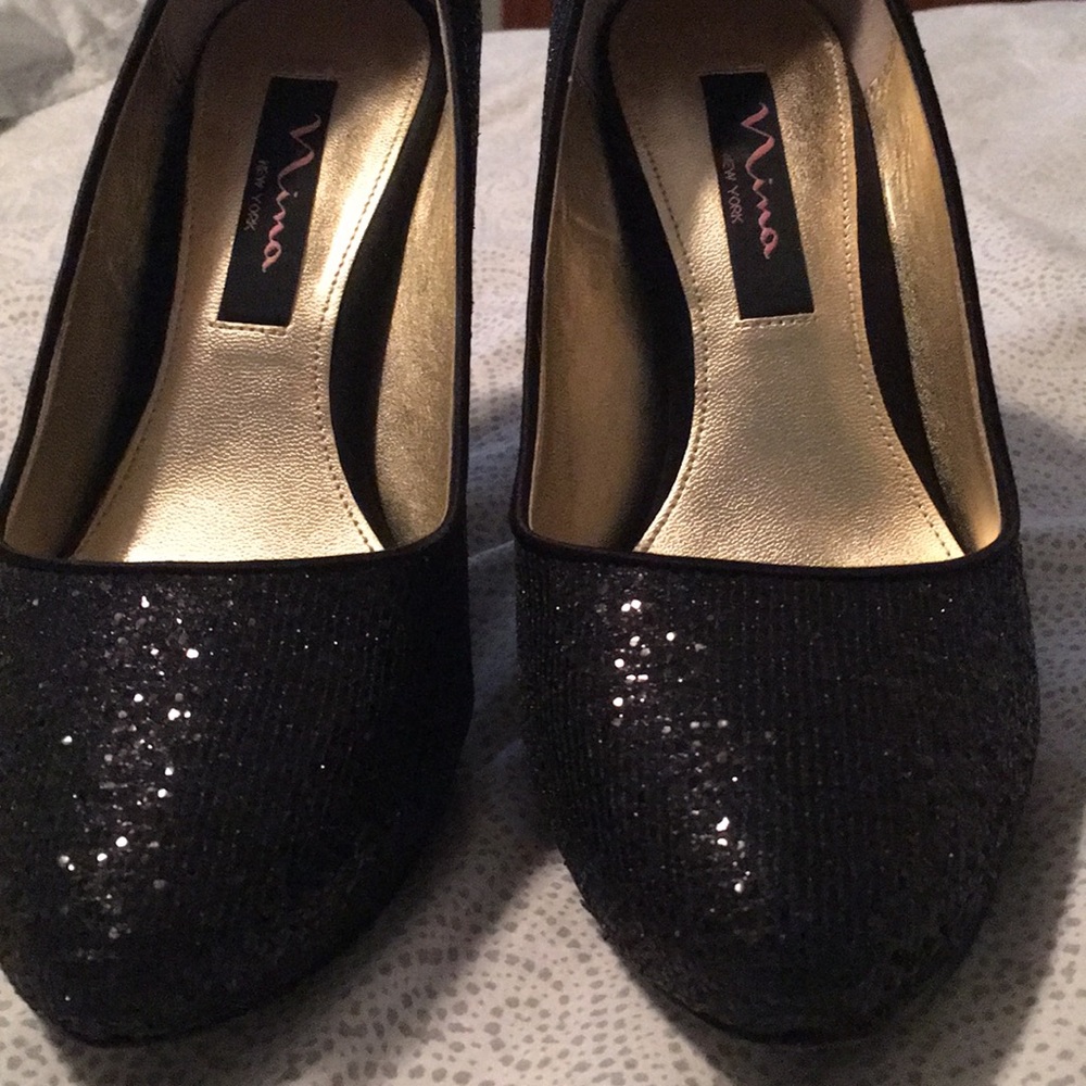 Nina Black Sparkle Heels - Picture 2 of 6